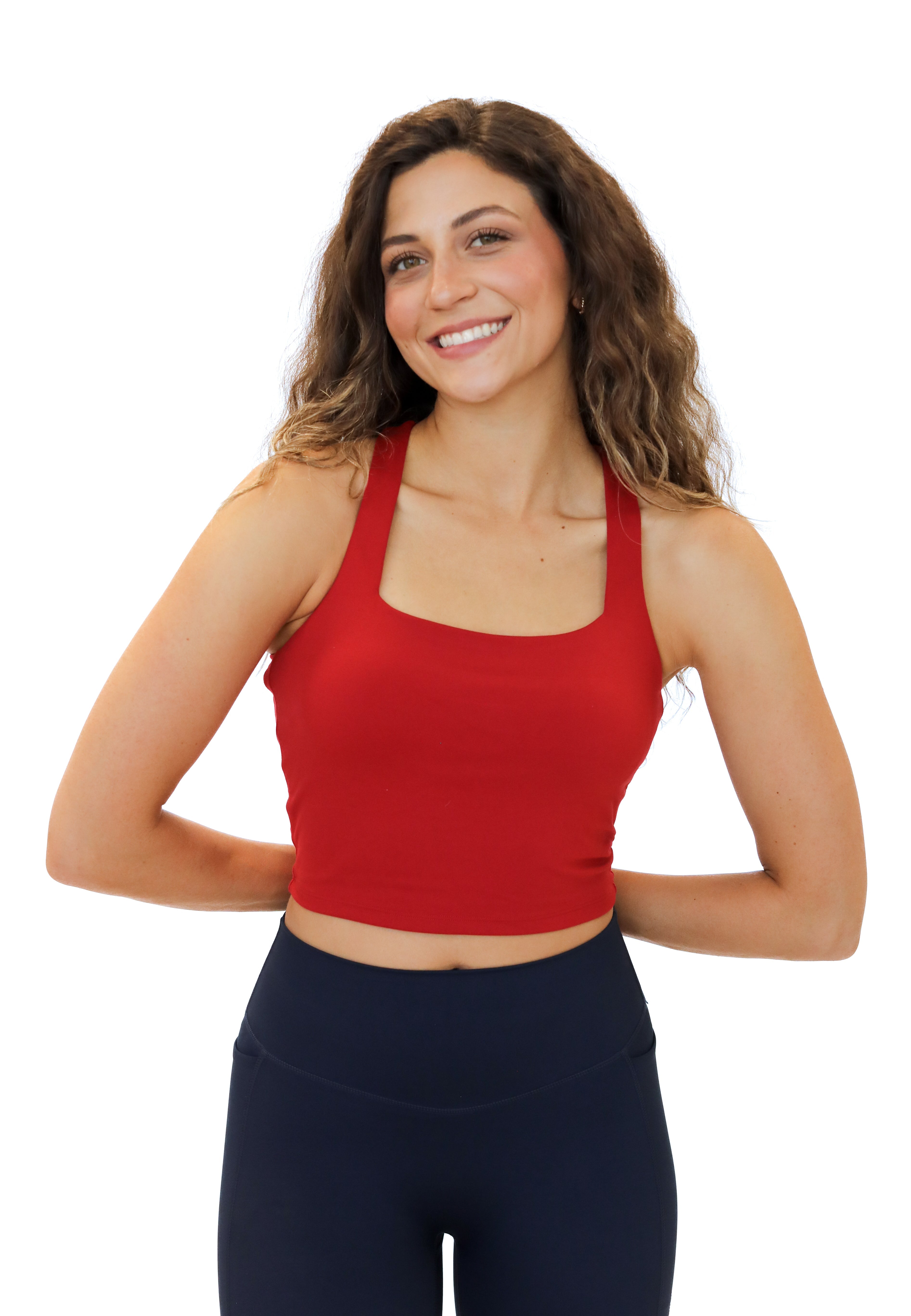 Skin Twist Back Crop - Cherry