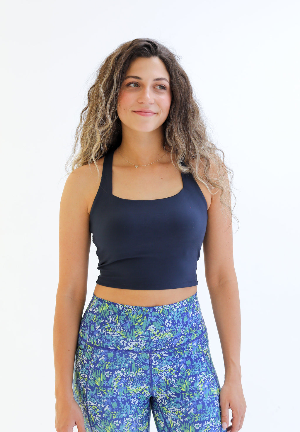 Skin Twist Back Crop - Navy