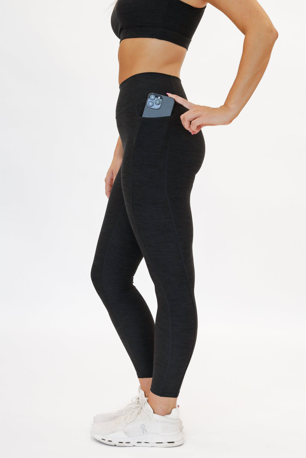 7/8 Dynamic Chakra Leggings (24 in. inseam) - Heathered Black