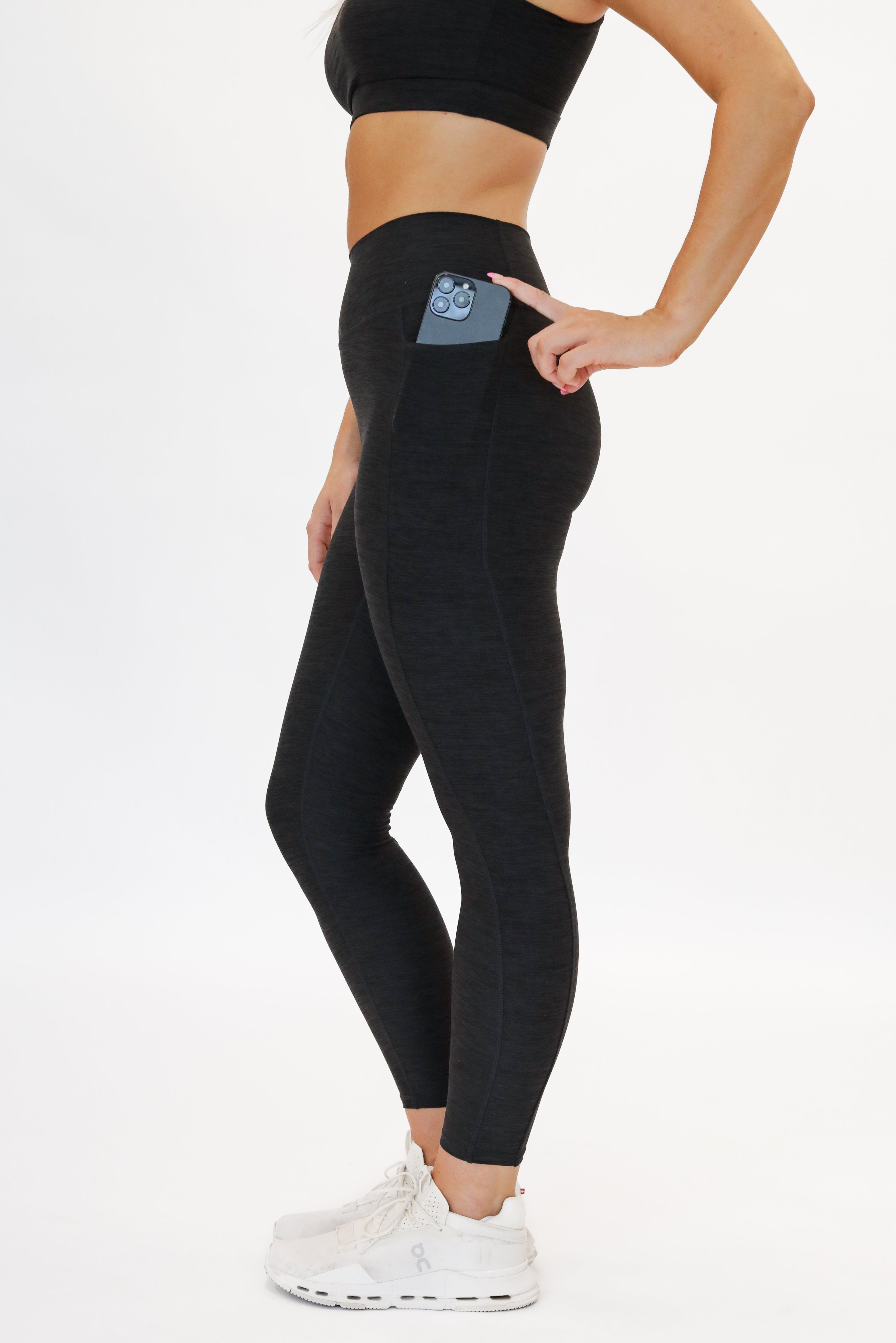 7/8 Dynamic Chakra Leggings (24 in. inseam) - Heathered Black