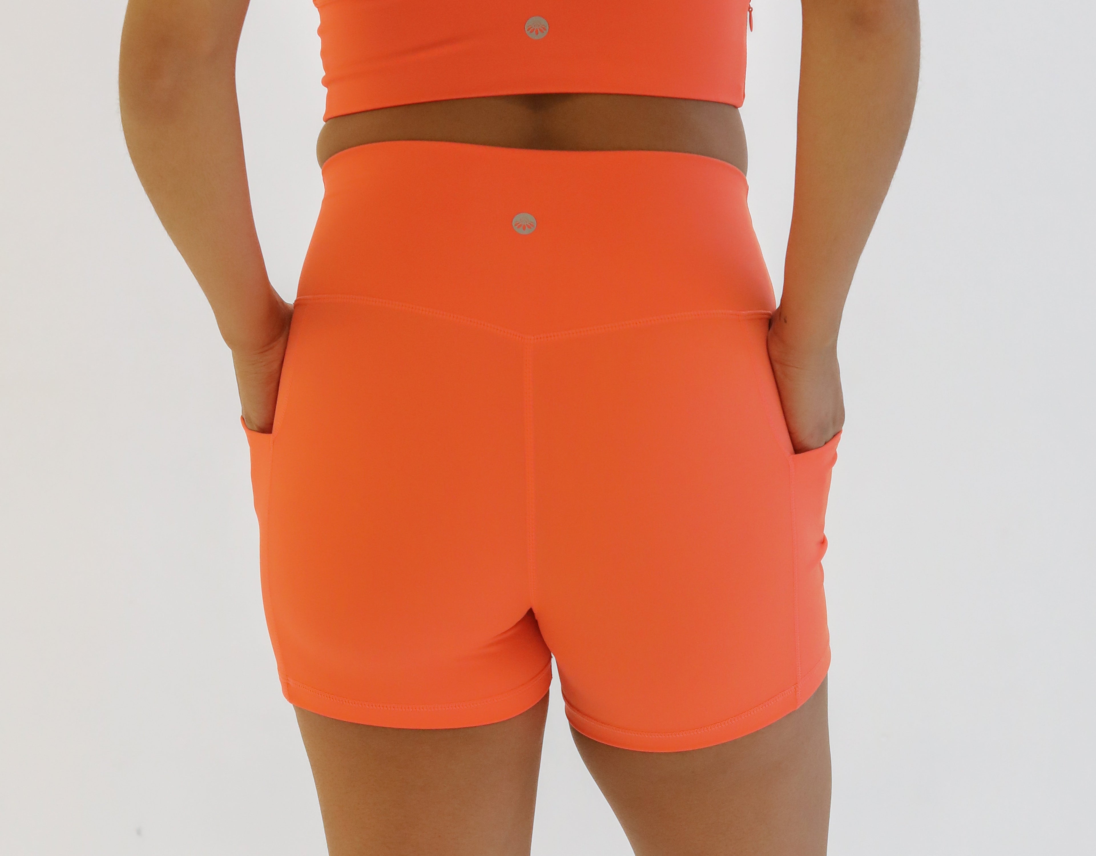 Lux High Waisted Rio Shorts (Multi-Lengths) - Tangerine