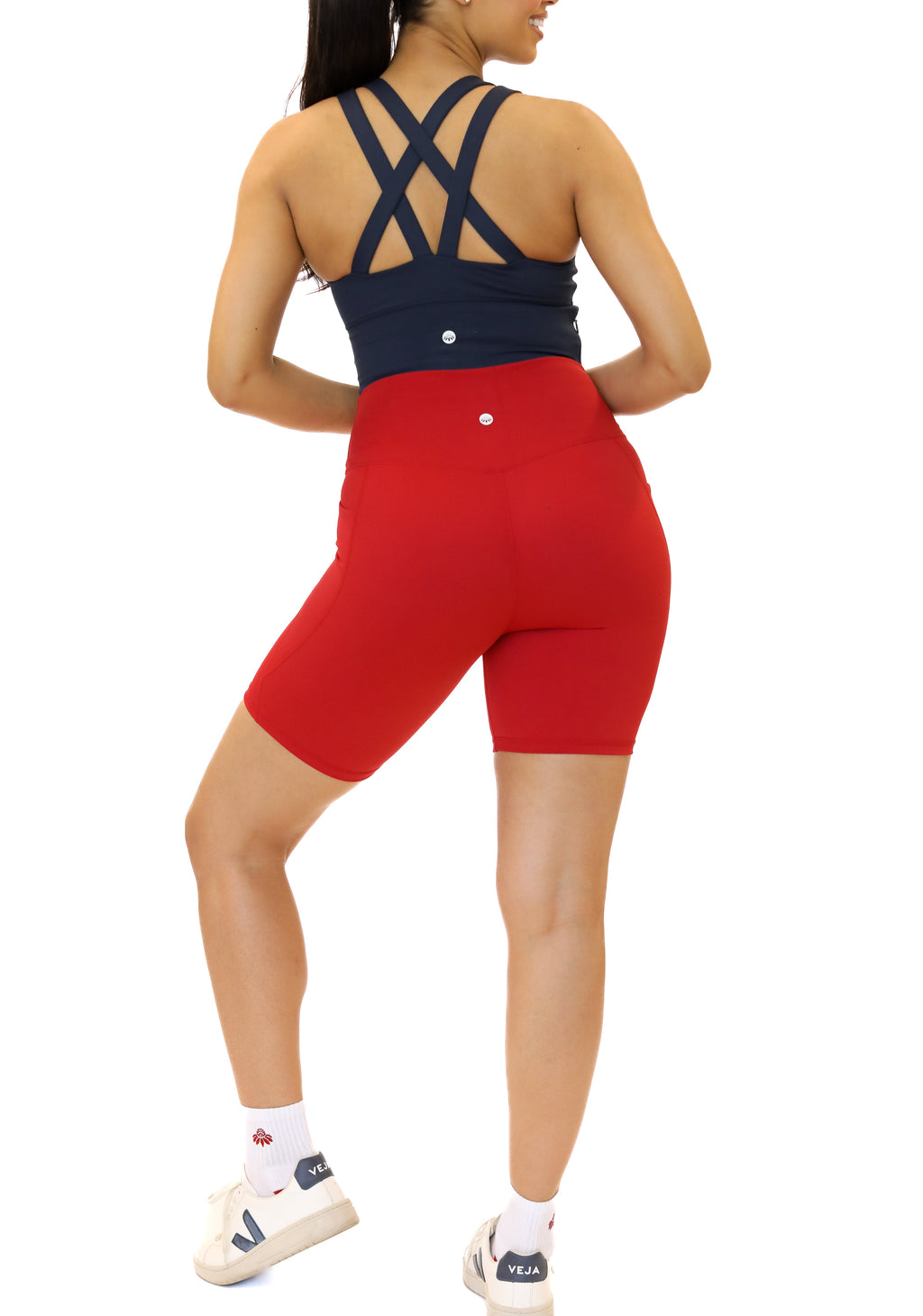 Lux High Waisted Rio Shorts (Multi-Lengths) - Cherry