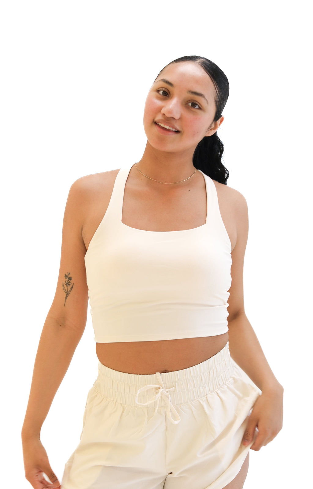 Skin Twist Back Crop - Jet Stream