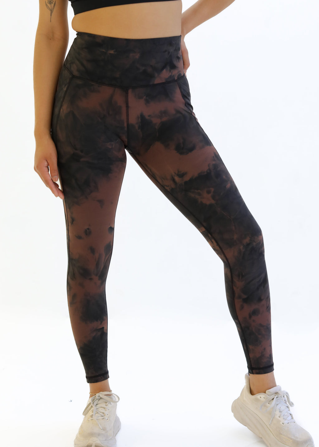 Lux Pace Leggings (26in.) - Fossil / Black Tie Dye
