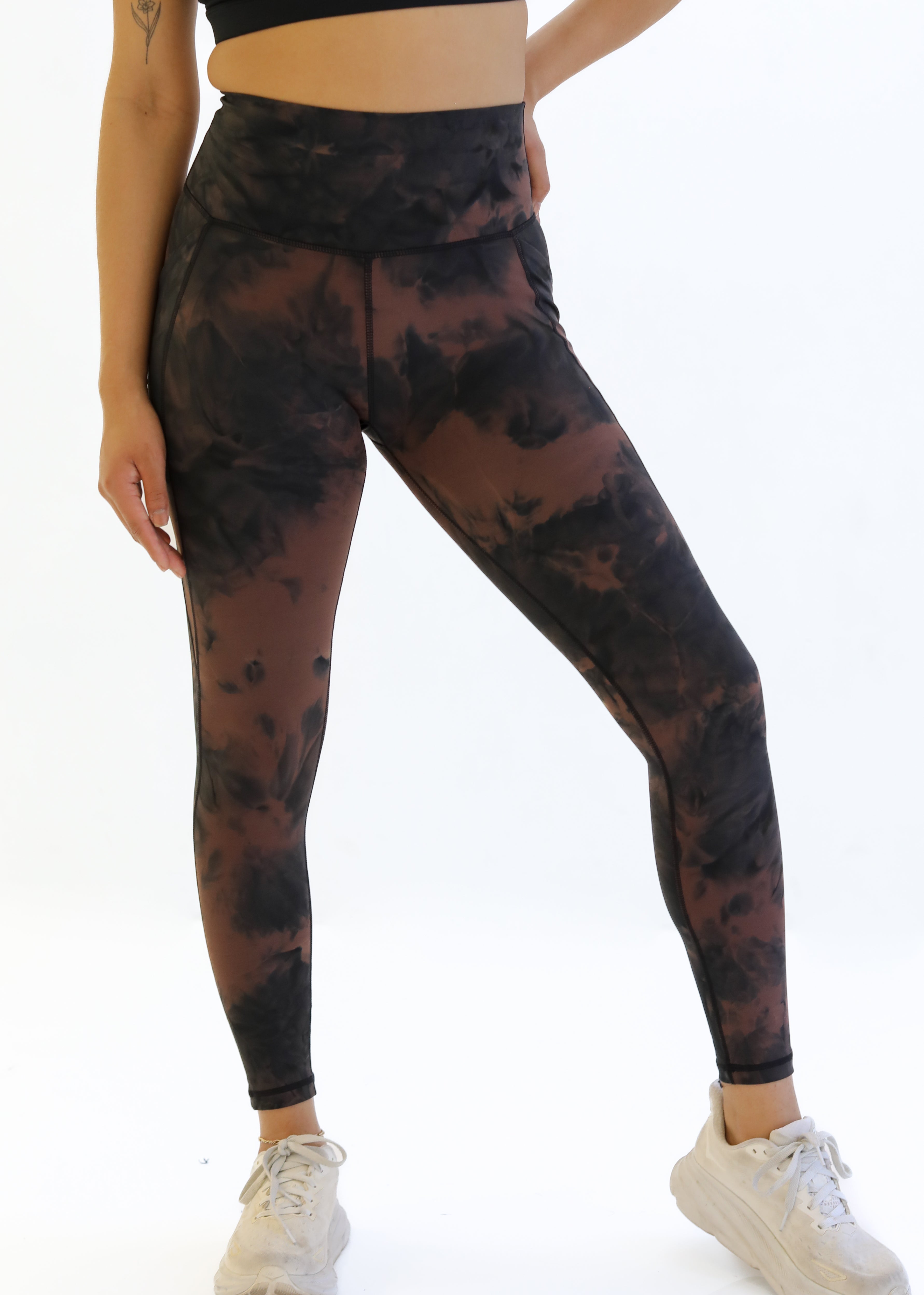 Lux Pace Leggings (26in.) - Fossil / Black Tie Dye