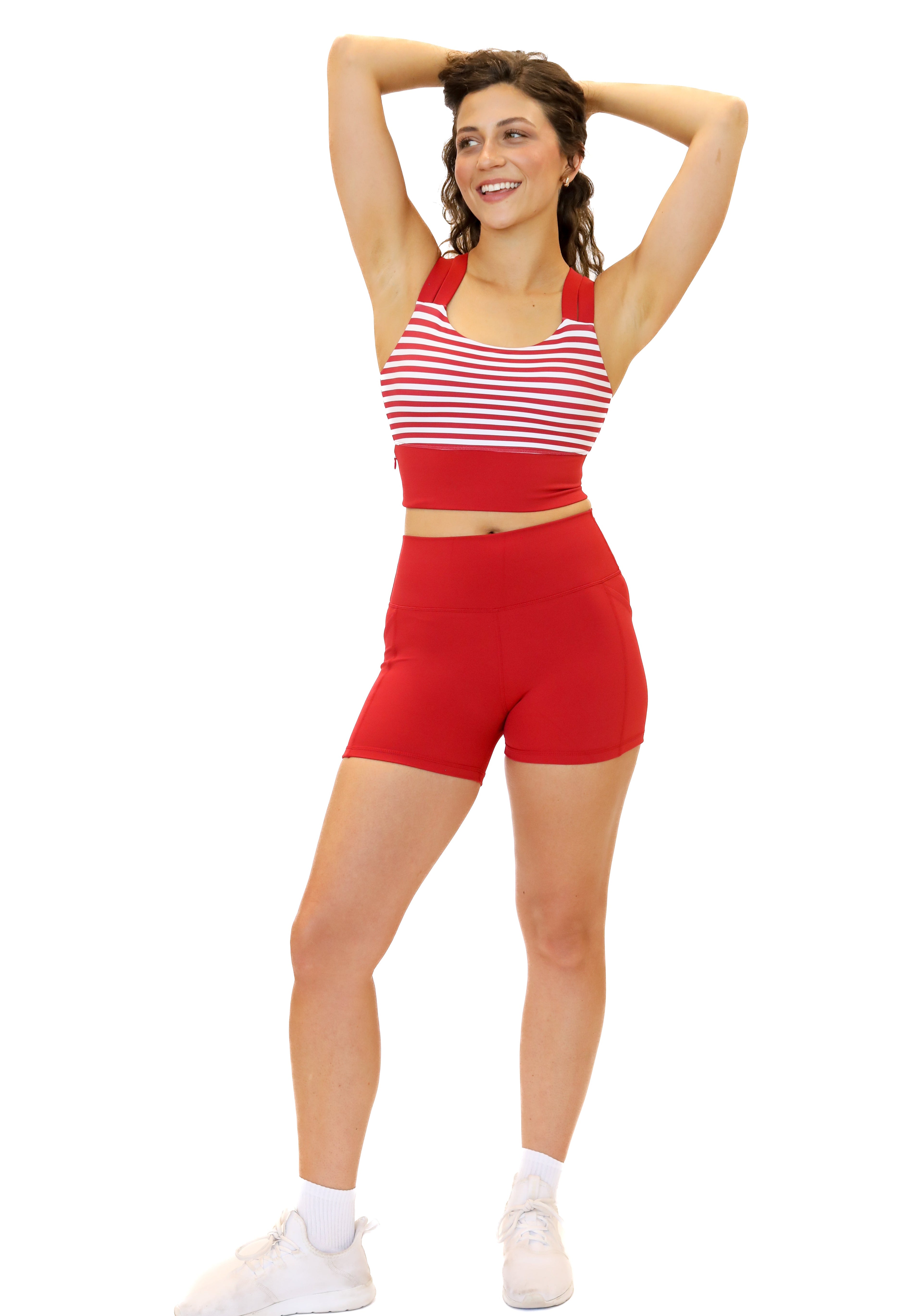 Lux High Waisted Rio Shorts (Multi-Lengths) - Cherry