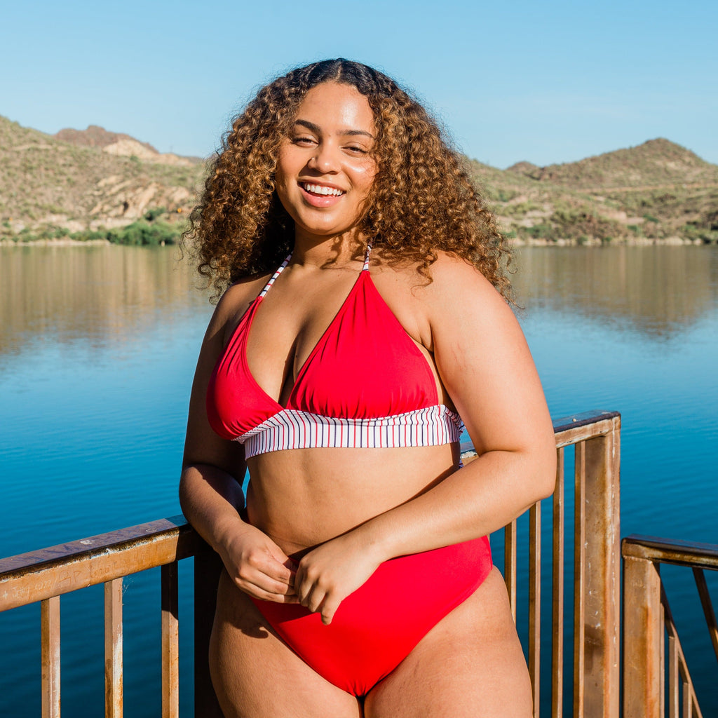 Heidi Bikini Top - Cherry Stripe - XL ONLY - FINAL SALE