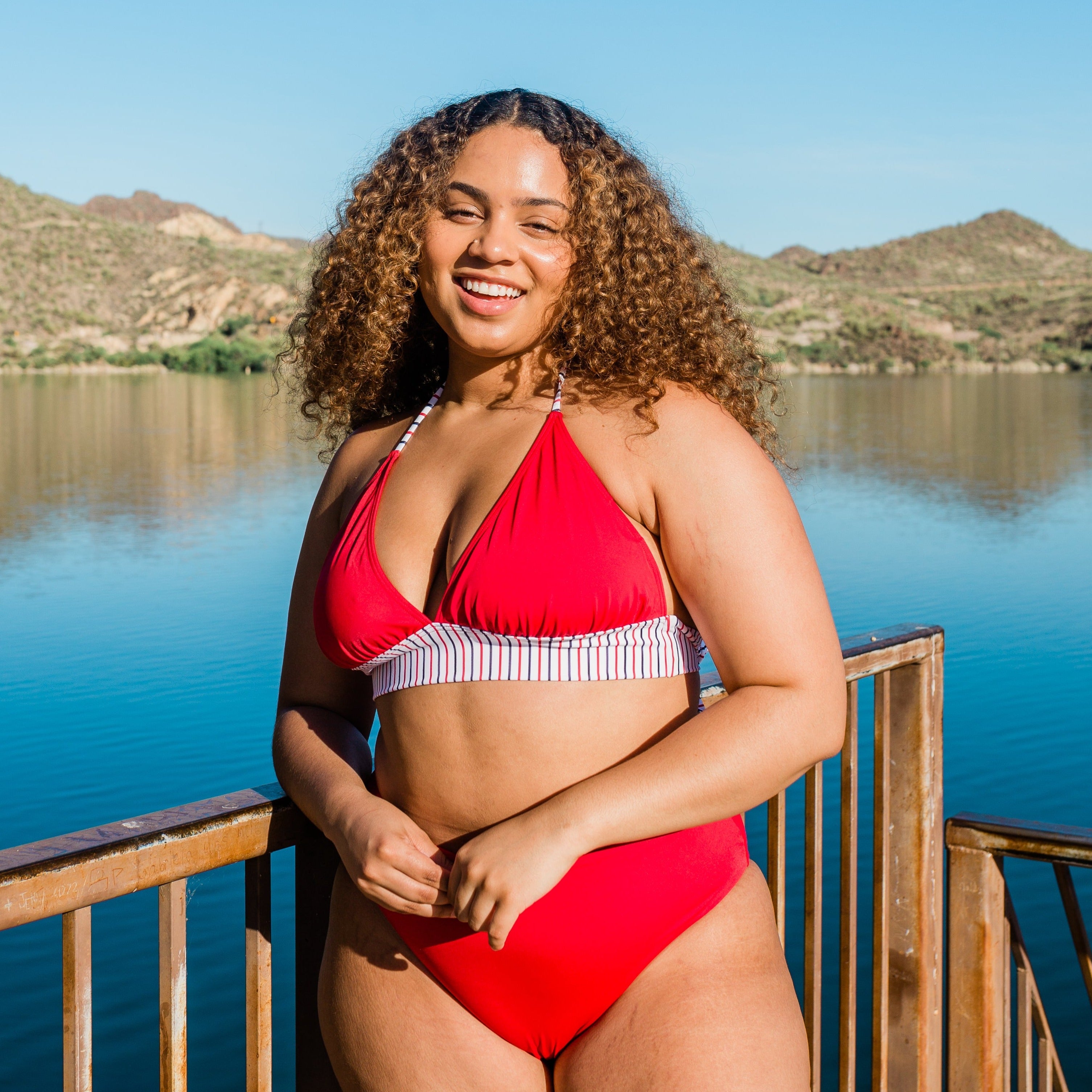 Heidi Bikini Top - Cherry Stripe - XL ONLY - FINAL SALE