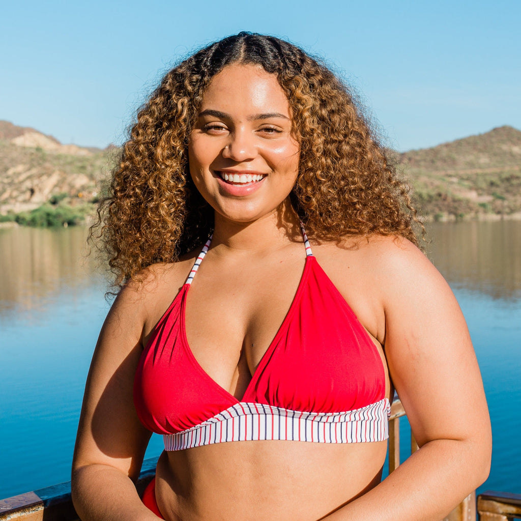 Heidi Bikini Top - Cherry Stripe - XL ONLY - FINAL SALE