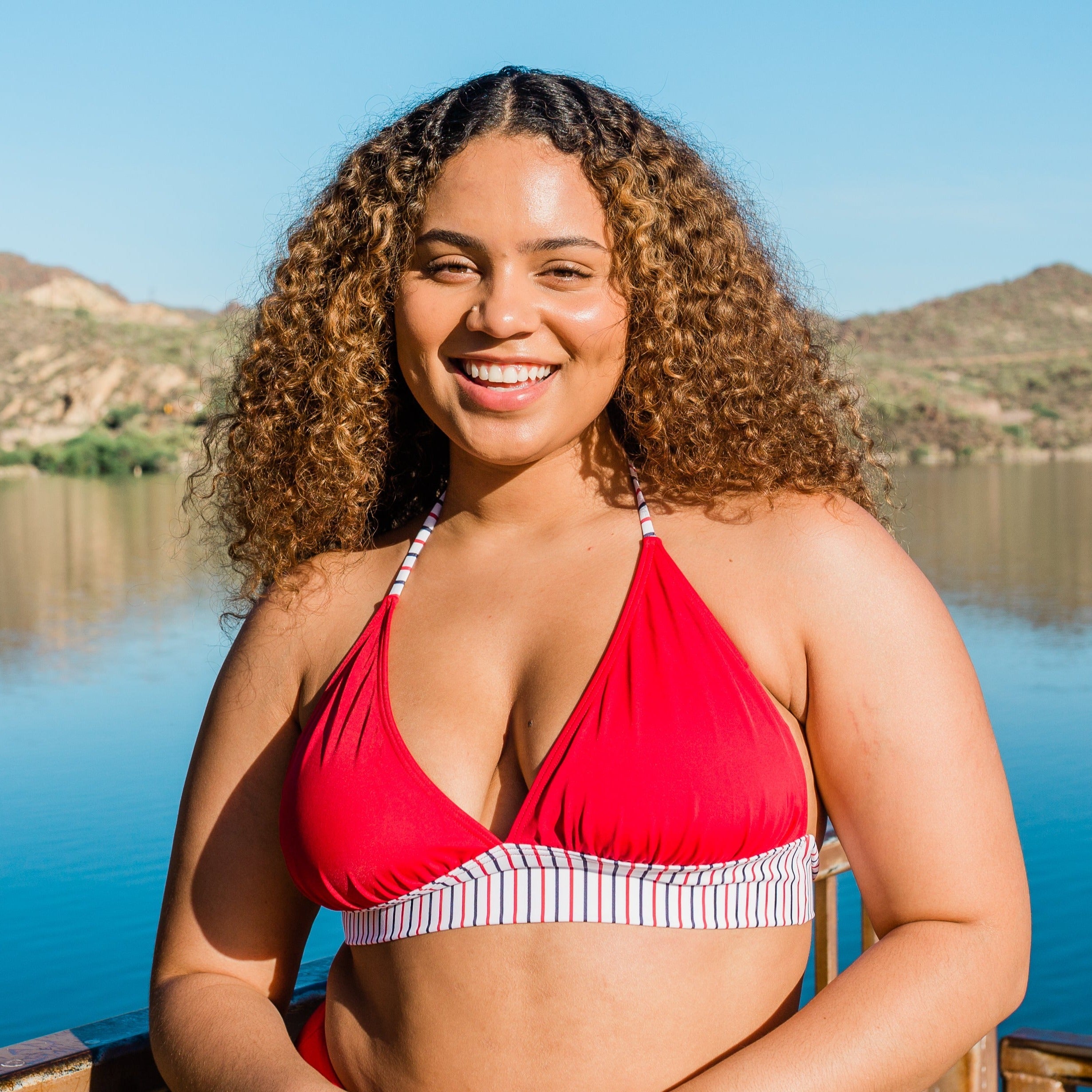 Heidi Bikini Top - Cherry Stripe - XL ONLY - FINAL SALE