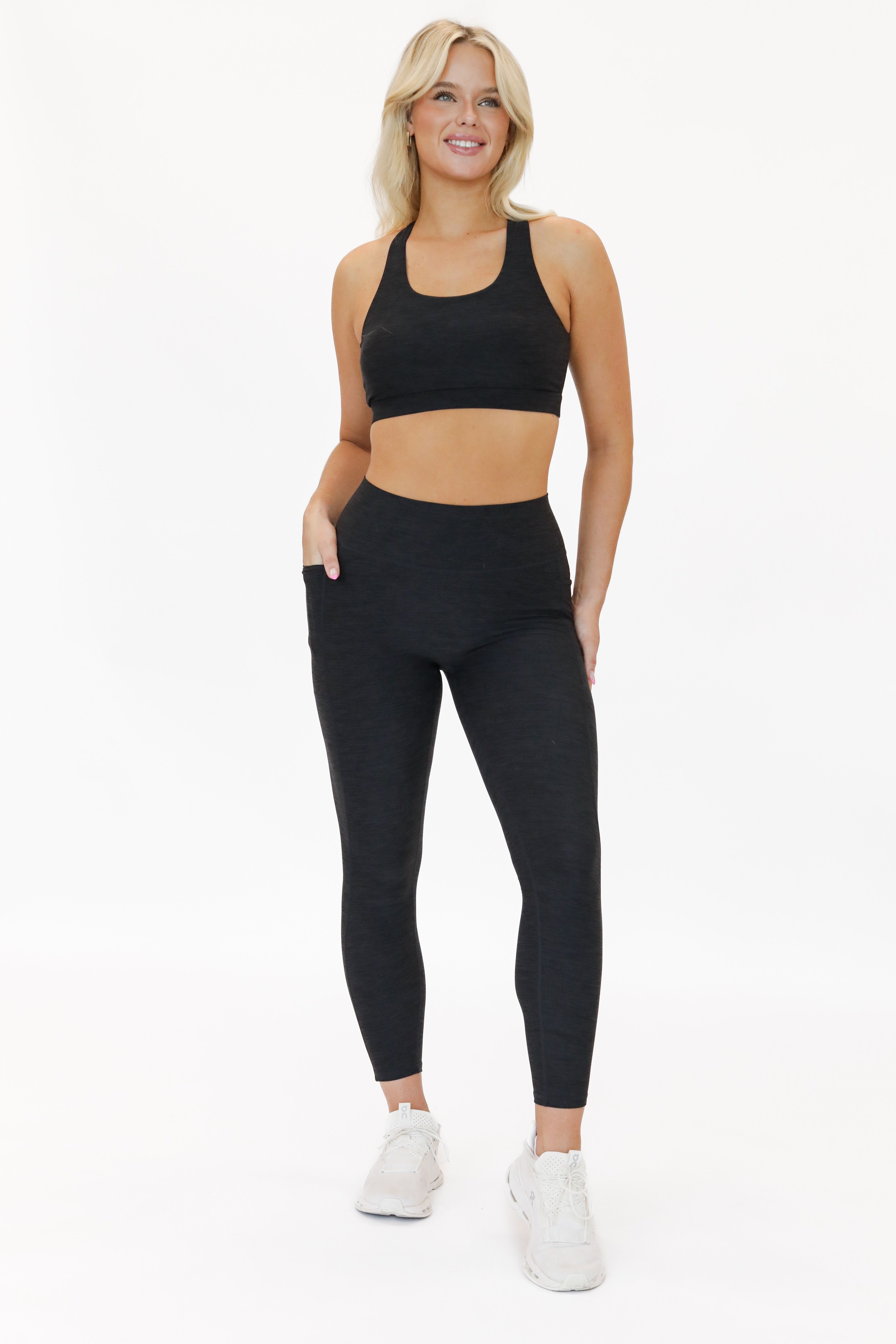 7/8 Dynamic Chakra Leggings (24 in. inseam) - Heathered Black