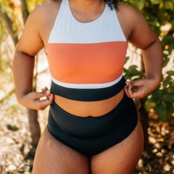 Seamed Page High Waisted Swim Bottoms - Black - FINAL SALE