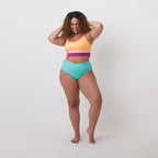 Page High Waisted Swim Bottoms - Ribbed Turquoise - FINAL SALE