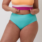 Page High Waisted Swim Bottoms - Ribbed Turquoise - FINAL SALE