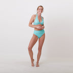 Naomi Bikini Top - Turquoise Small Palm - FINAL SALE