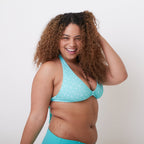 Naomi Bikini Top - Turquoise Small Palm - FINAL SALE