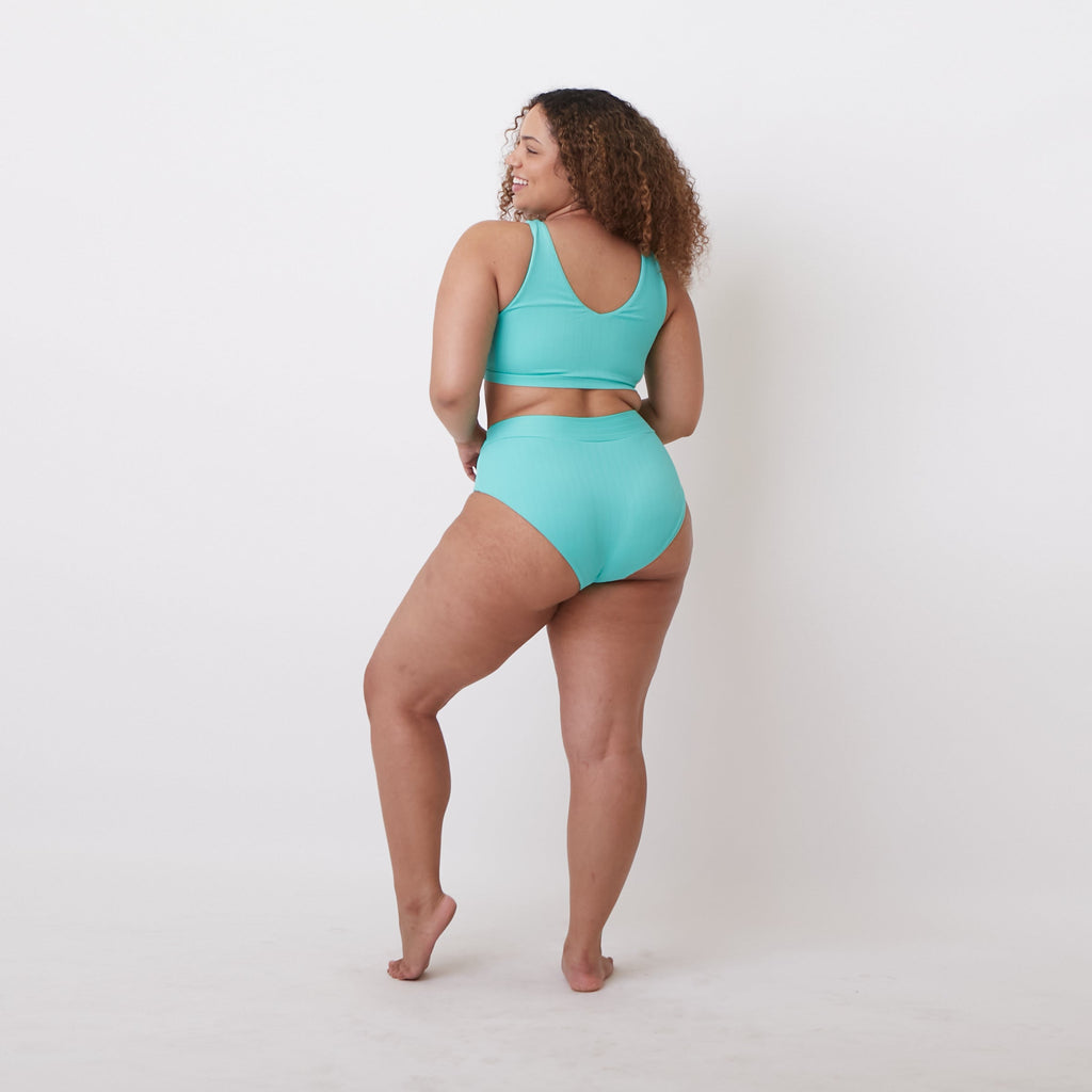Havasu Bikini Top - Ribbed Turquoise - S ONLY - FINAL SALE