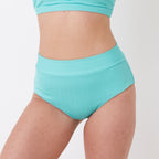 Page High Waisted Swim Bottoms - Ribbed Turquoise - FINAL SALE