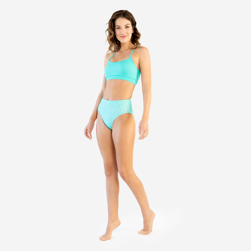Mirage Bikini Bottoms - Turquoise Small Palm - FINAL SALE