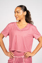 Weekend Lounge Tee - Cherry Gingham