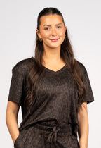 Weekend Lounge Tee - Cocoa Leopard