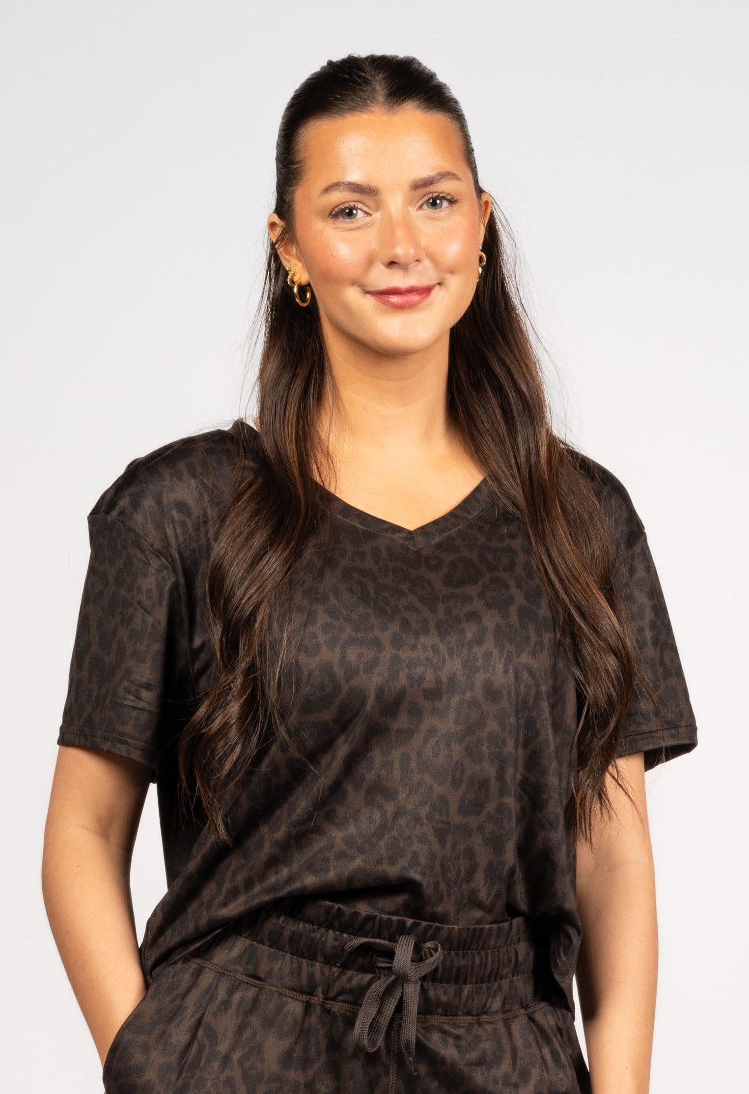 Weekend Lounge Tee - Cocoa Leopard