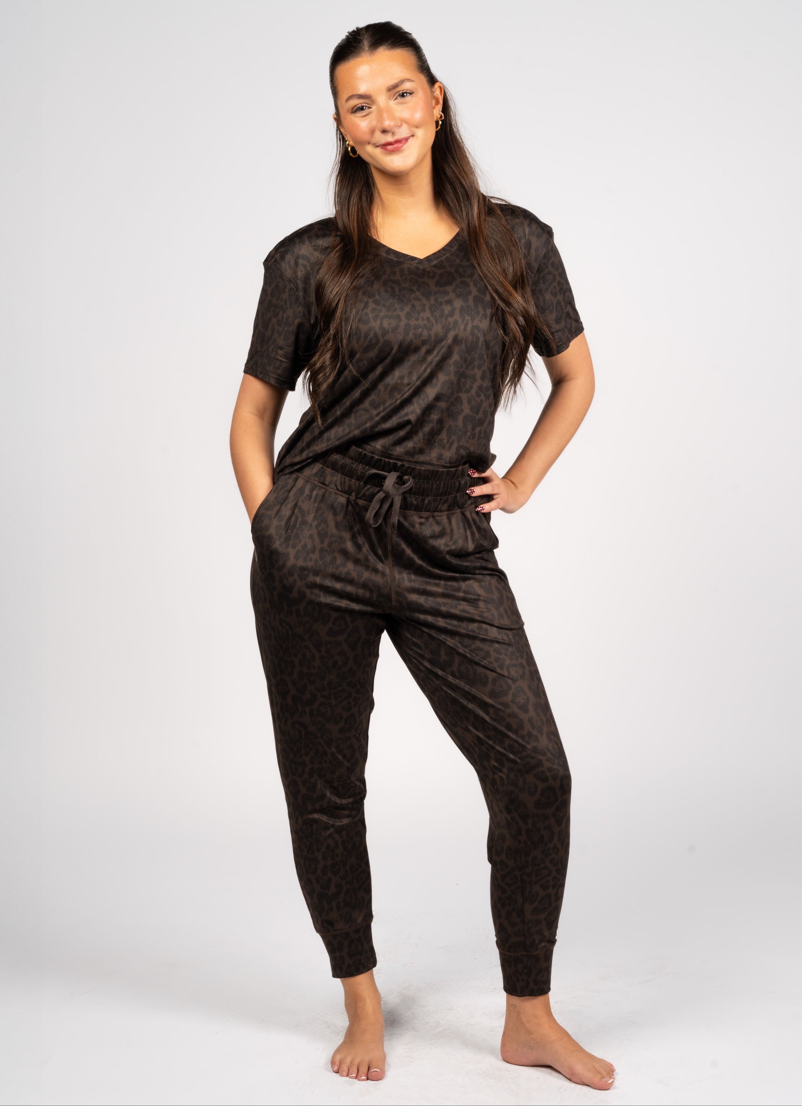 Weekend Lounge Tee - Cocoa Leopard