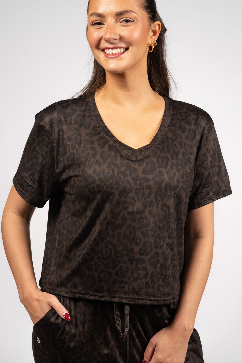 Weekend Lounge Tee - Cocoa Leopard