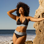 Heidi Bikini Top - Black and Steel Blue - FINAL SALE