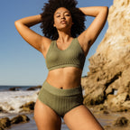 Page High Waisted Swim Bottoms - Hideaway Olive - FINAL SALE