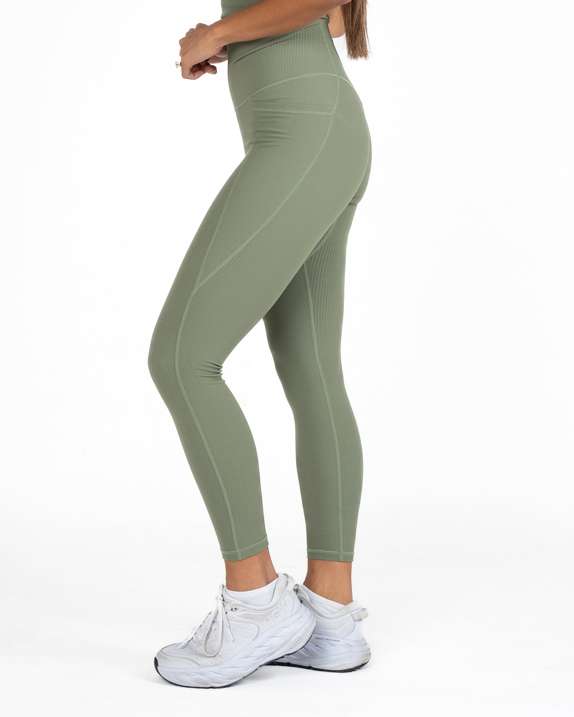 Unity Ribbed Leggings - Olive - FINAL SALE