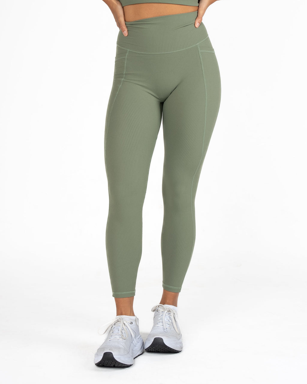 Unity Ribbed Leggings - Olive - FINAL SALE