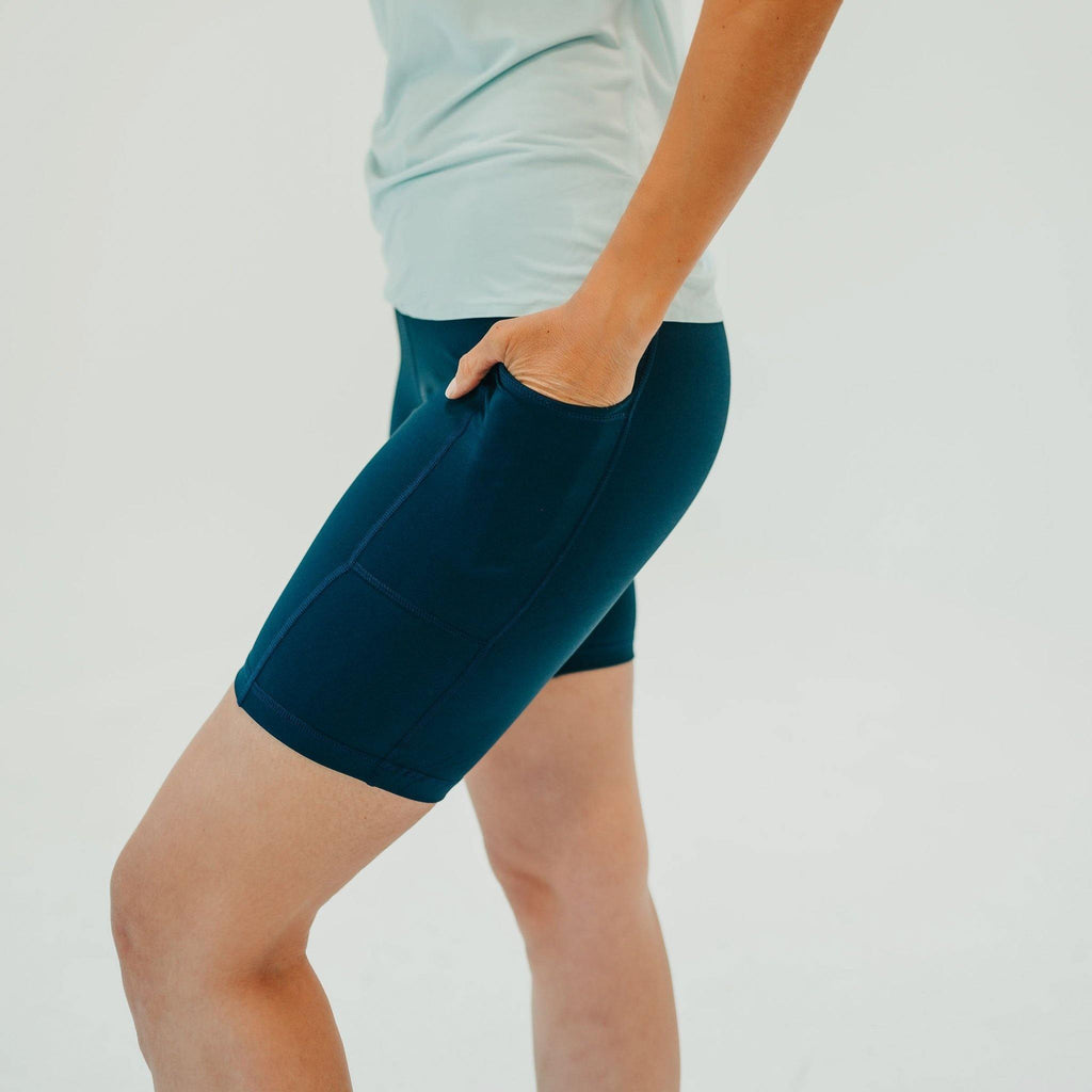 Seamed Lux High Waisted Rio Shorts (7") - Navy - XS ONLY - FINAL SALE