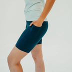 Seamed Lux High Waisted Rio Shorts (7") - Navy - XS ONLY - FINAL SALE