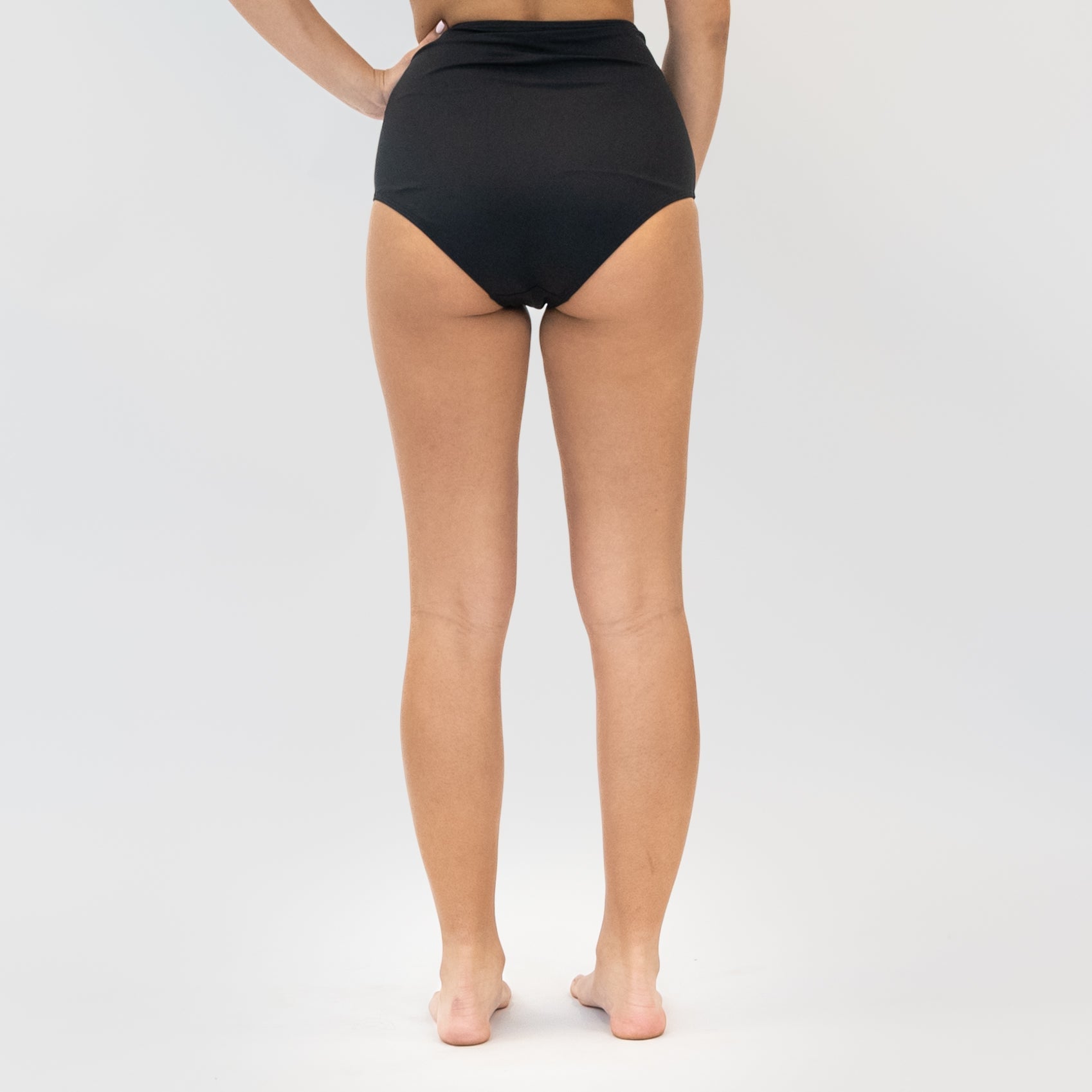 High Waisted Side Shirred Zuma Bikini Bottoms - Black - S ONLY - FINAL SALE