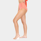 High Waisted Side Shirred Zuma Bikini Bottoms - Coral - XS & S ONLY - FINAL SALE