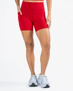 Lux High Waisted Rio Shorts (Multi-Lengths) - Cherry