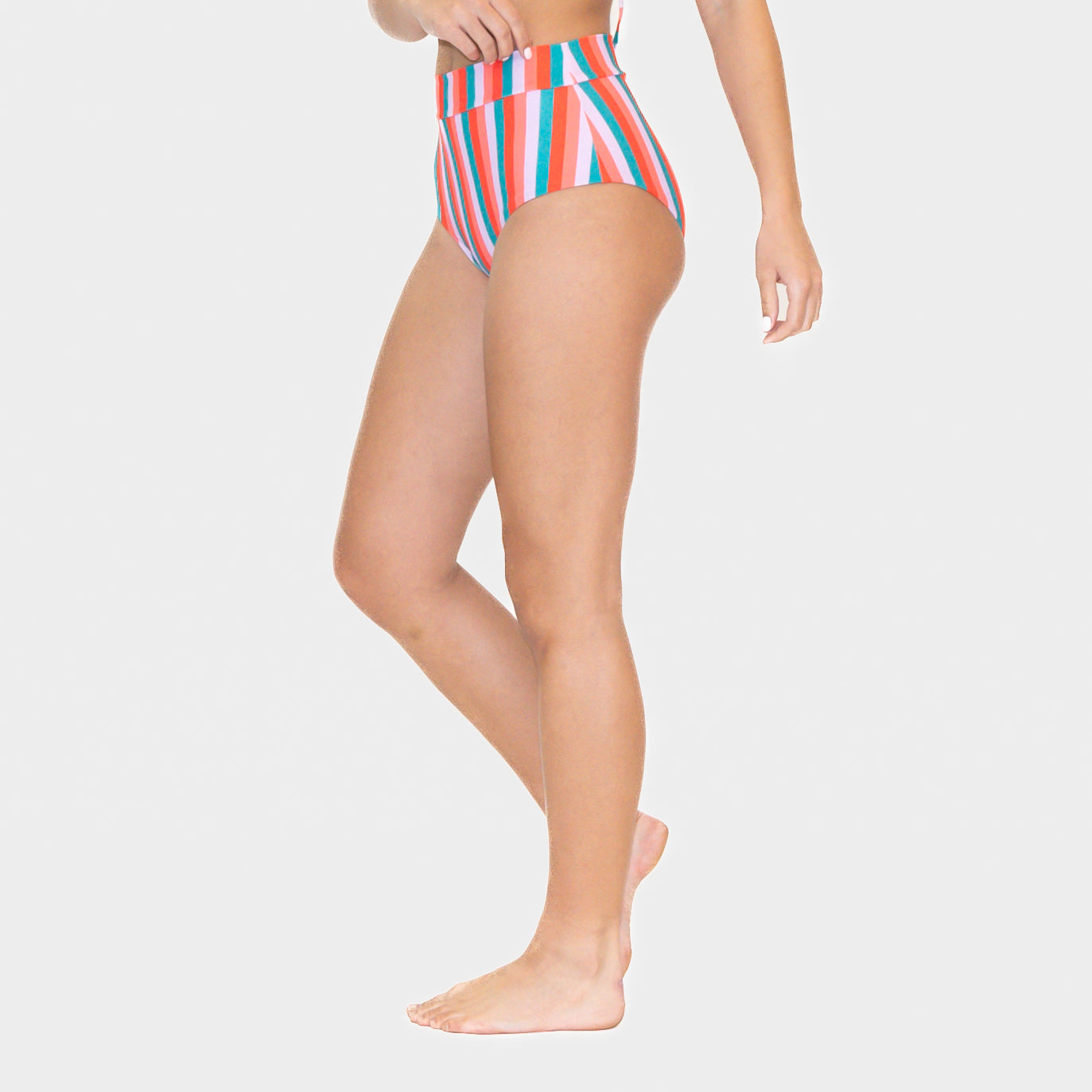 Page High Waisted Swim Bottoms - Sunny Day Stripes  - XXL ONLY - FINAL SALE