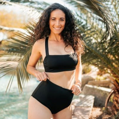 Seamed Page High Waisted Swim Bottoms - Black - FINAL SALE