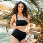 Seamed Page High Waisted Swim Bottoms - Black - FINAL SALE