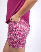 Lux High Waisted Rio Shorts (7 in. inseam) - Boysenberry Flourish