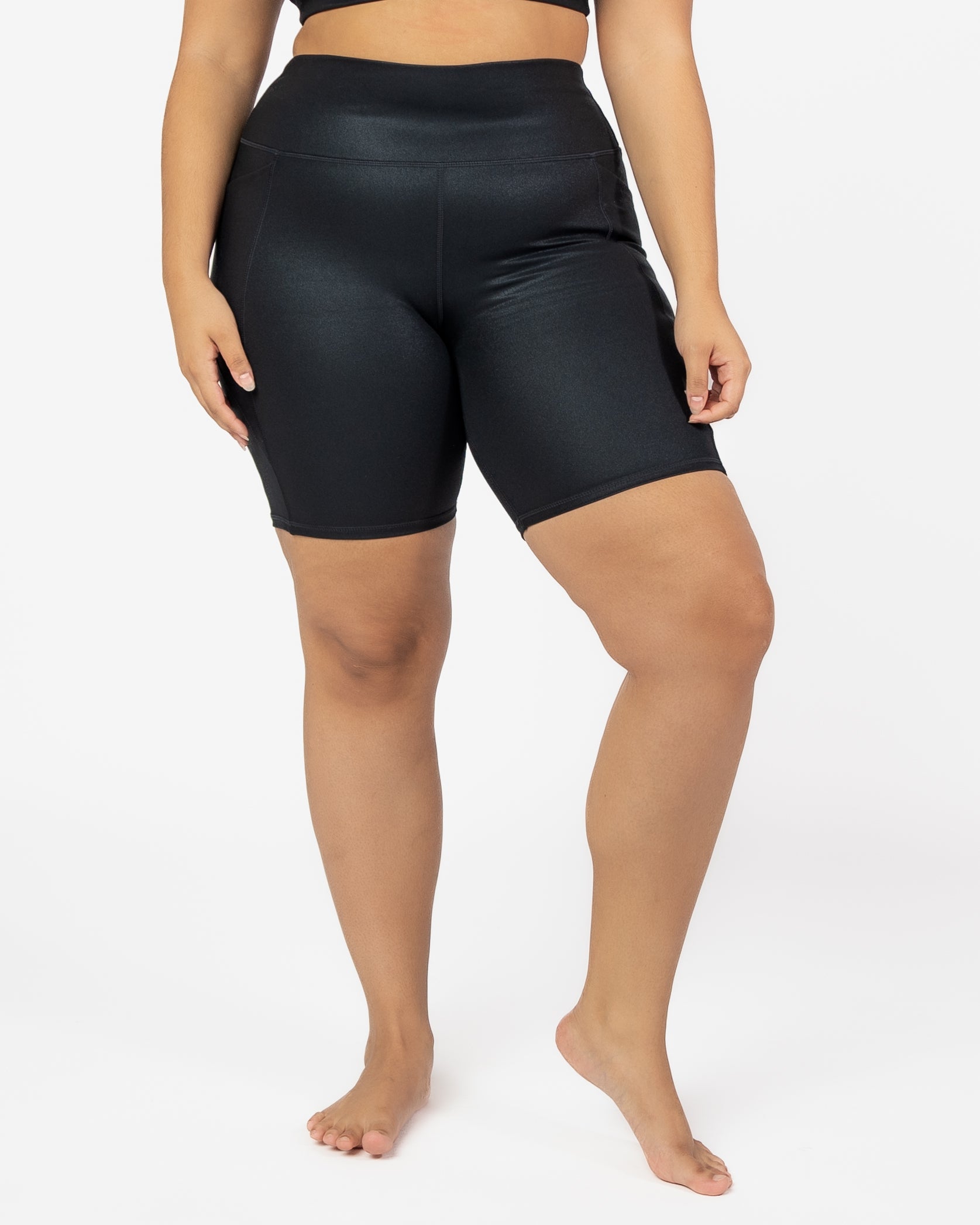 Skin Biker Shorts (8 in. inseam) - Black Shimmer Foil - FINAL SALE