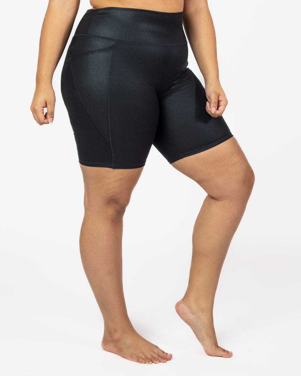 Skin Biker Shorts (8 in. inseam) - Black Shimmer Foil - FINAL SALE