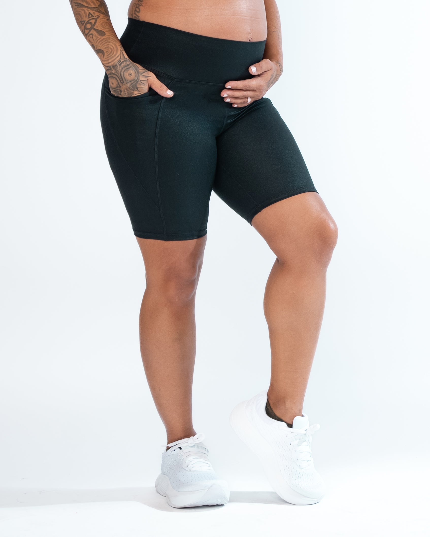 Skin Biker Shorts (8 in. inseam) - Black Shimmer Foil - FINAL SALE